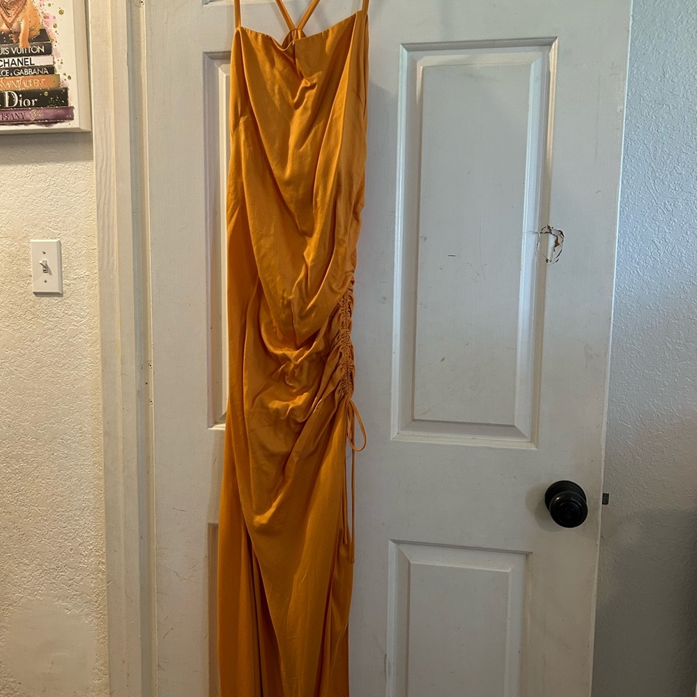 Zara Amber Satin Ruched Maxi Dress